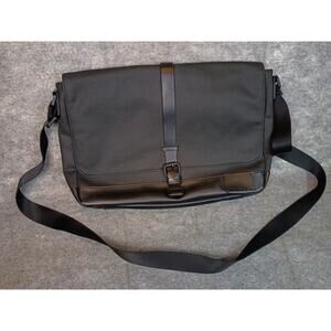 Calvin Klein Mens Messenger Bag Black Canvas Faux Leather Laptop Shoulder